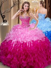  Multi-color Sleeveless Beading and Ruffles Floor Length Quinceanera Dresses