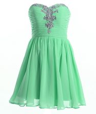  Apple Green Sleeveless Mini Length Beading Lace Up Prom Gown