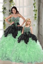 Artistic Sweetheart Sleeveless Ball Gown Prom Dress Floor Length Beading and Ruffles Apple Green Organza