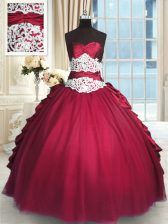  Red Zipper Sweet 16 Dress Beading and Lace and Ruching and Pick Ups Long Sleeves Floor Length