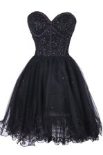  Black Criss Cross Prom Party Dress Sequins Sleeveless Knee Length