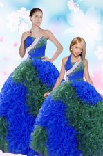 Decent Sweetheart Sleeveless Taffeta Quinceanera Dresses Sequins and Pick Ups Lace Up