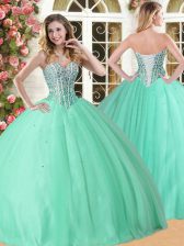 Edgy Sleeveless Beading Lace Up Ball Gown Prom Dress