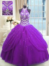  Sleeveless Lace Up Floor Length Beading Sweet 16 Dresses