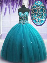  Sleeveless Beading Lace Up Ball Gown Prom Dress