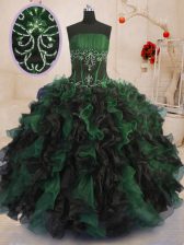 Affordable Multi-color Sleeveless Floor Length Beading and Ruffles Lace Up Ball Gown Prom Dress