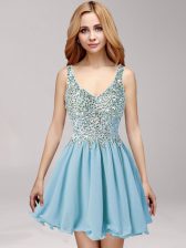 Colorful Straps Chiffon Sleeveless Mini Length Prom Dresses and Beading and Ruching