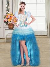  Multi-color Lace Up Sweetheart Beading and Appliques and Ruffles Organza Sleeveless