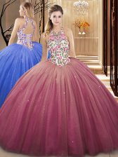 Flare Sleeveless Lace Up Floor Length Lace and Appliques Sweet 16 Quinceanera Dress