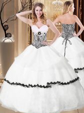  Organza Sleeveless Floor Length Ball Gown Prom Dress and Ruffled Layers and Pattern