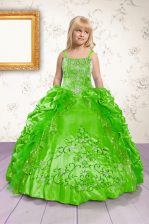 Clearance Pick Ups Spaghetti Straps Sleeveless Lace Up Girls Pageant Dresses Green Satin