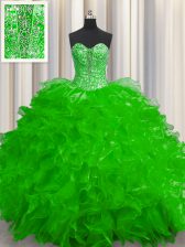 High Quality See Through Floor Length Ball Gowns Sleeveless Quinceanera Gowns Lace Up