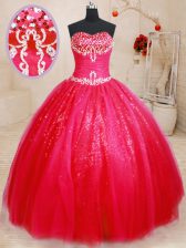 Discount Red Sweetheart Neckline Beading Quinceanera Dresses Sleeveless Lace Up