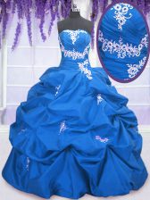 Luxury Sleeveless Appliques and Pick Ups Lace Up Quinceanera Gown