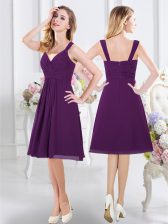 Gorgeous Purple Straps Zipper Ruching Quinceanera Dama Dress Sleeveless