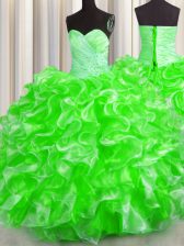 Custom Fit Ball Gowns Sweet 16 Dress Sweetheart Organza Sleeveless Floor Length Lace Up