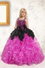  Sleeveless Lace Up Floor Length Beading and Ruffles Kids Formal Wear