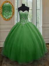 Low Price Floor Length Dark Green Quinceanera Dresses Organza Sleeveless Beading and Ruching