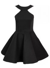  Halter Top Sleeveless Mini Length Beading Zipper Prom Dresses with Black