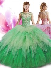  Floor Length Multi-color Sweet 16 Dresses Scoop Sleeveless Zipper