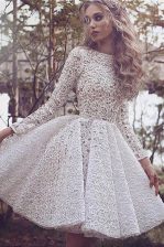 Gorgeous Bateau Long Sleeves Lace Up Evening Dress White Lace