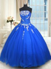 Beauteous Tulle Sleeveless Floor Length Quinceanera Gown and Beading and Appliques