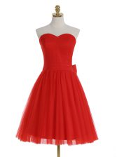 Dazzling Red Sweetheart Zipper Ruching Prom Dress Sleeveless