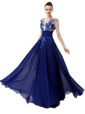 Modest Cap Sleeves Beading and Appliques Zipper Homecoming Dress