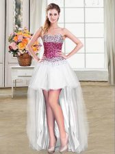 Modern Sweetheart Sleeveless Lace Up Prom Dress White Tulle