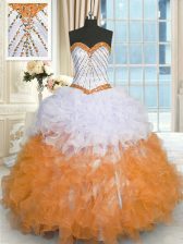 Admirable Multi-color 15 Quinceanera Dress Military Ball and Sweet 16 and Quinceanera with Beading and Ruffles Sweetheart Sleeveless Lace Up