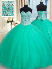 Cheap Sleeveless Lace Up Floor Length Beading Sweet 16 Quinceanera Dress