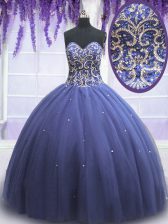  Floor Length Ball Gowns Sleeveless Purple Sweet 16 Dress Lace Up