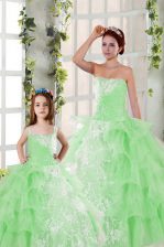 Clearance Strapless Sleeveless Organza Sweet 16 Dress Beading and Ruffled Layers and Ruching Lace Up
