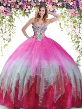 Enchanting Sleeveless Lace Up Floor Length Beading Quinceanera Gowns