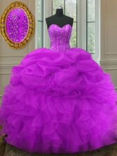 Glorious Sleeveless Beading and Ruffles and Pick Ups Lace Up Sweet 16 Dresses