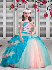 Captivating Multi-color Sleeveless Organza Lace Up Flower Girl Dresses for Party and Wedding Party