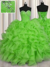  Sleeveless Organza Lace Up 15 Quinceanera Dress for Military Ball and Sweet 16 and Quinceanera