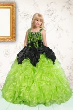 Graceful Organza Sleeveless Floor Length Little Girl Pageant Gowns and Beading and Pick Ups