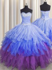 Beauteous Sequins Ruffled Floor Length Multi-color Quinceanera Dress Sweetheart Sleeveless Zipper