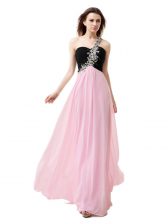 Excellent One Shoulder Sleeveless Beading and Appliques and Ruffles Zipper Prom Dresses