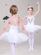  Lace White Criss Cross Toddler Flower Girl Dress Appliques Sleeveless Mini Length