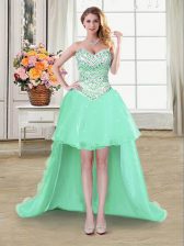  High Low Apple Green Evening Dress Sweetheart Sleeveless Lace Up
