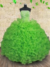 Extravagant Lace Up Sweet 16 Quinceanera Dress Beading and Ruffles Sleeveless Floor Length