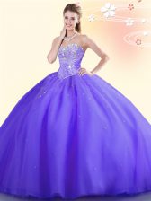 Inexpensive Floor Length Ball Gowns Sleeveless Purple 15th Birthday Dress Lace Up
