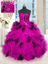  Multi-color Sleeveless Beading and Ruffles Floor Length 15 Quinceanera Dress