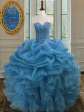  Blue 15 Quinceanera Dress Military Ball and Sweet 16 and Quinceanera with Beading and Ruffles Sweetheart Sleeveless Lace Up