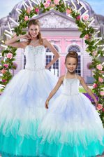 Popular Multi-color Sleeveless Tulle Lace Up Quinceanera Gown for Military Ball and Sweet 16 and Quinceanera