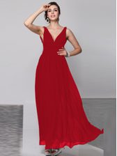  Wine Red Sleeveless Floor Length Beading Backless Dress for Prom