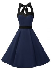  Navy Blue Halter Top Zipper Sashes ribbons Prom Party Dress Sleeveless