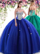 Colorful Sweetheart Sleeveless Lace Up 15th Birthday Dress Royal Blue Tulle